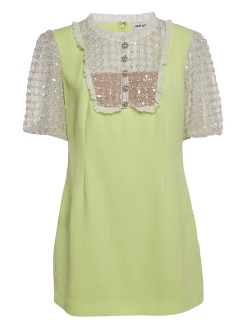 Self-Portrait embellished tulle mini dress Green 1187548