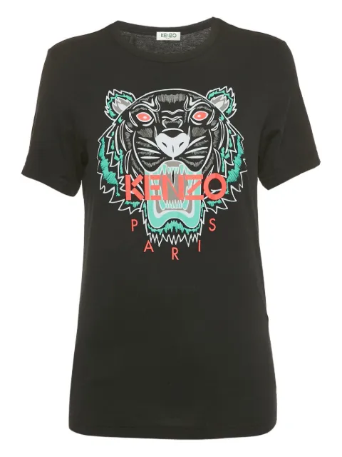 Kenzo Pre-Owned Tiger-print crew-neck T-shirt Black 1193625