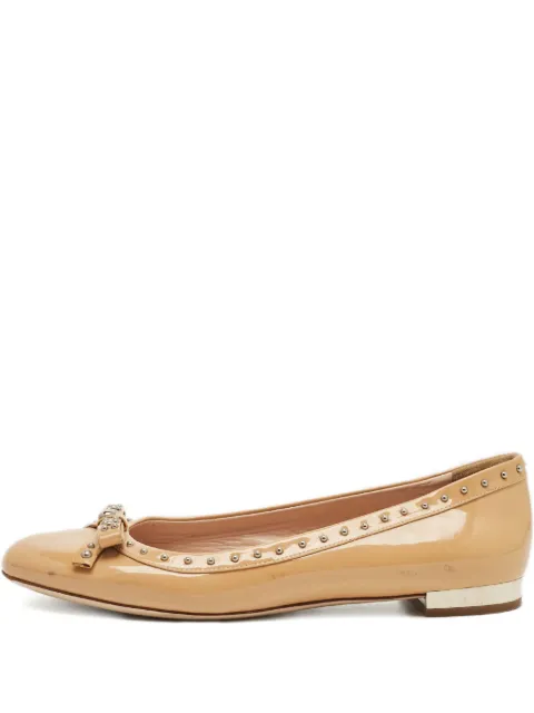 Miu Miu Pre-Owned studded leather ballet flats Neutrals 1236265