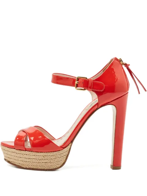 Miu Miu Pre-Owned platform cross-strap heeled sandals Red 1174965