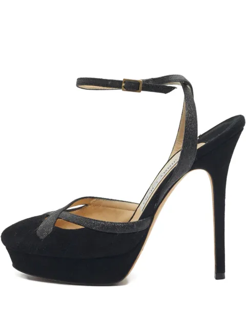Jimmy Choo Pre-Owned 37 calf suede platform pumps (13.5cm) Black 1192978