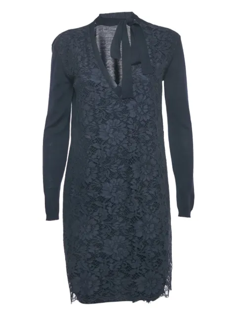 Valentino Garavani Pre-Owned long-sleeve lace-insert dress Blue 1188496