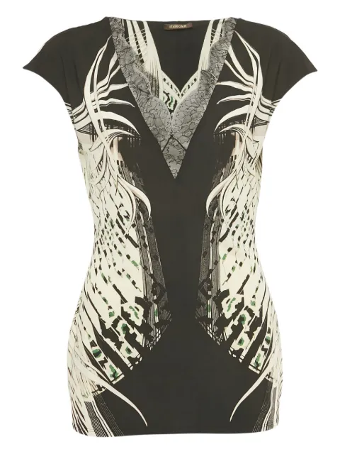 Roberto Cavalli Vintage lace-detail printed top Black 1227575