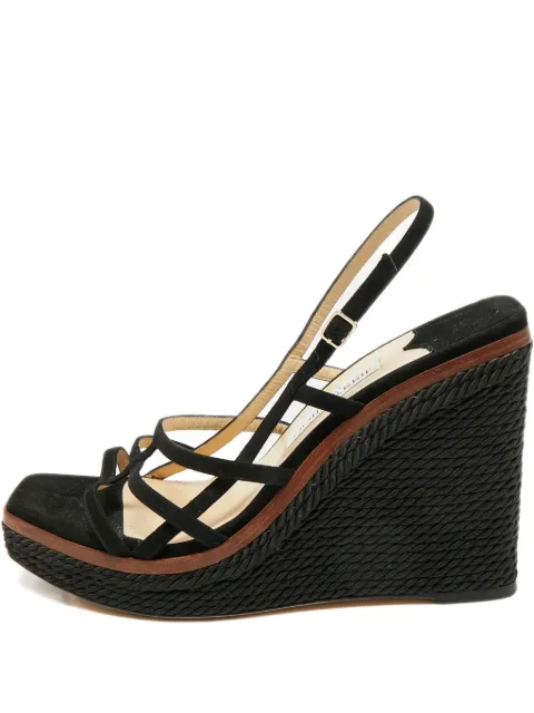 Jimmy Choo Pre-Owned caged suede wedge sandals Black 1175556
