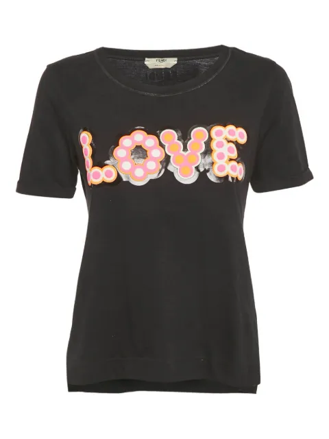 Fendi Pre-Owned Love-appliqué T-shirt Black 1201264