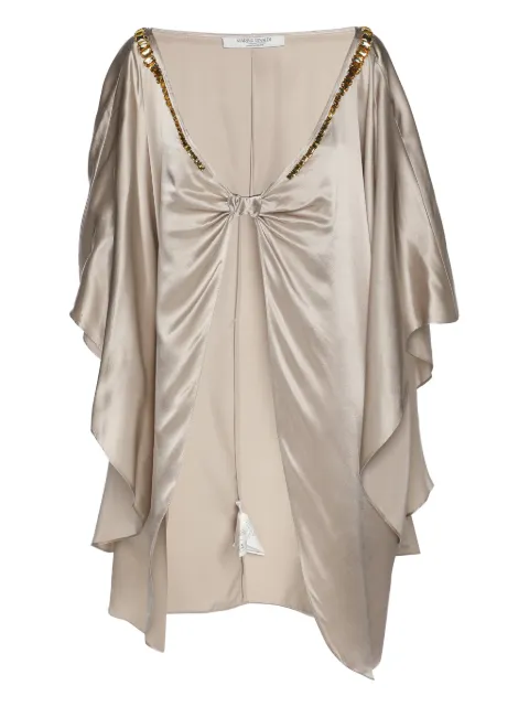 Marina Rinaldi satin embellishment poncho Neutrals 1186239