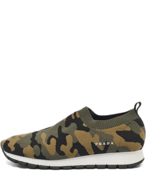 Prada Pre-Owned camouflage-pattern slip-on sneakers Green 1190567