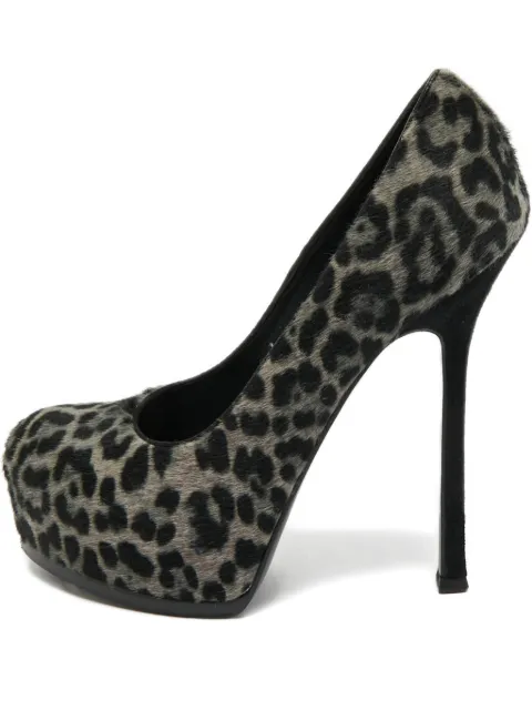 Saint Laurent Pre-Owned leopard-print platform pumps Grey 1201564
