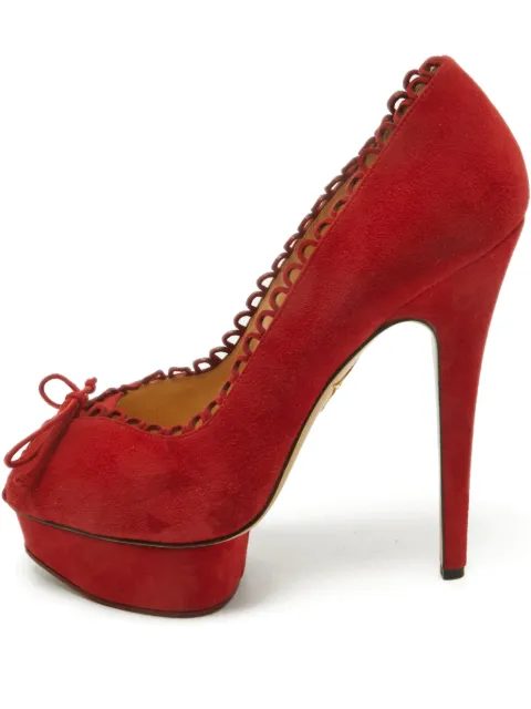 Charlotte Olympia scalloped-trim platform pumps Red 1179680