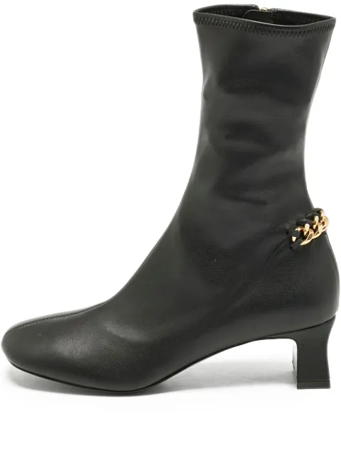 Stella McCartney Pre-Owned Falabella chain-trim ankle boots Black 1170333