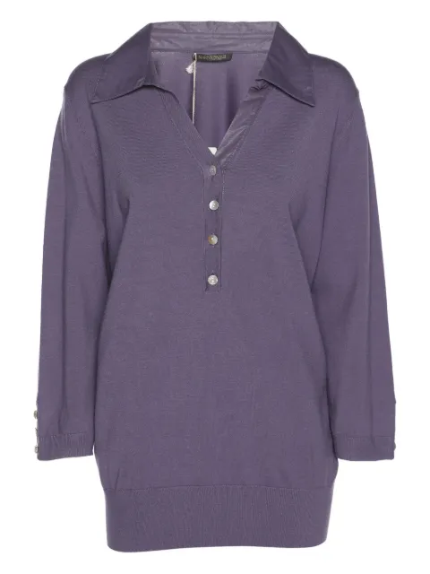 Marina Rinaldi buttoned polo top Purple 1183964