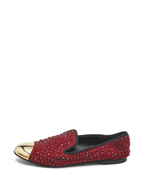 Giuseppe Zanotti Vintage crystal-embellished cap-toe loafers Red 1177444