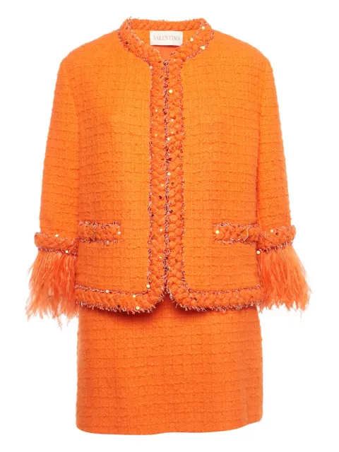 Valentino Garavani Pre-Owned Tweed embellished suit Orange 1204105