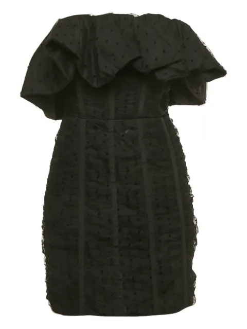 Self-Portrait flocked strapless mini dress Black 1185767