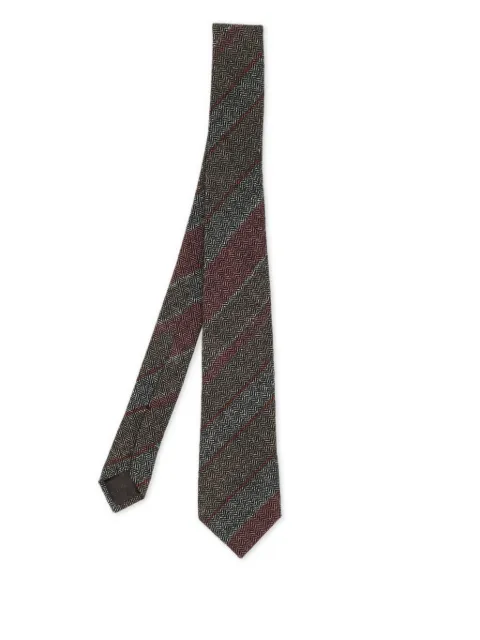 Gucci Pre-Owned diagonal stripe-pattern tie Brown 1130371