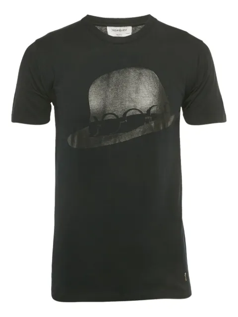 Saint Laurent Pre-Owned graphic hat T-shirt Black 1230371
