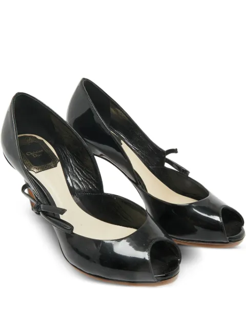 Christian Dior Pre-Owned peep-toe bow-detail pumps Black 1212556