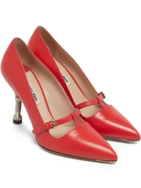 Miu Miu Pre-Owned T-Bar strap leather pumps Red 1211842