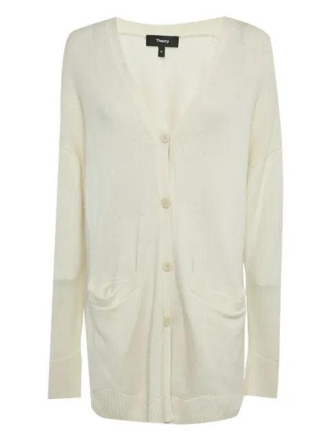 Theory patch-detail ribbed-knit cardigan Neutrals 1222567