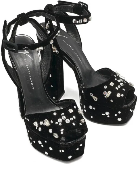 Giuseppe Zanotti Vintage velvet embellishment sandals Black 1149281