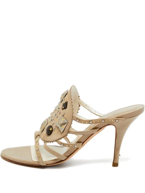 Christian Dior Pre-Owned studded leather slides Neutrals 1228766