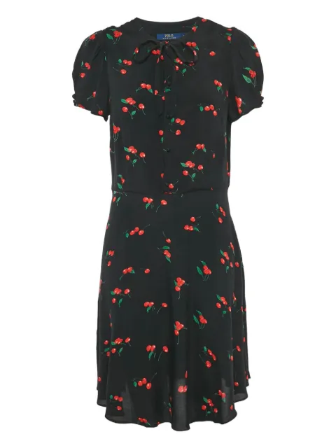 Polo Ralph Lauren Vintage cherries-print tie midi dress Black 1209612