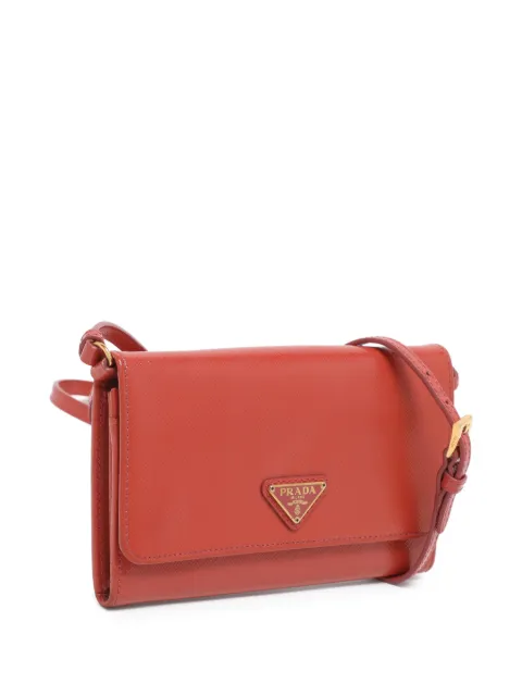 Prada Pre-Owned strap-detail triangle-logo wallet Red 1209656