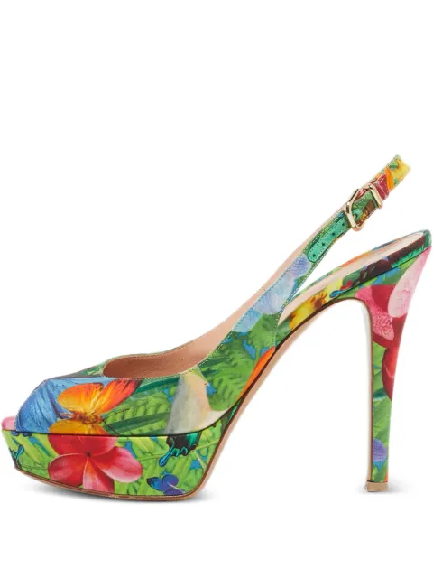 Gianvito Rossi flower slingback sandals Green 1207465