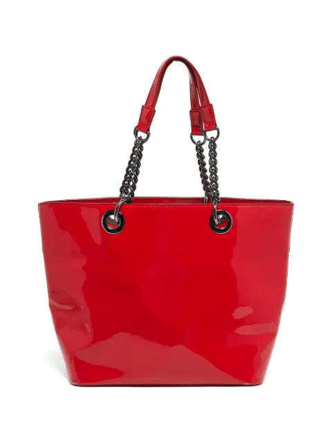 DKNY chain leather tote bag Red 1199996