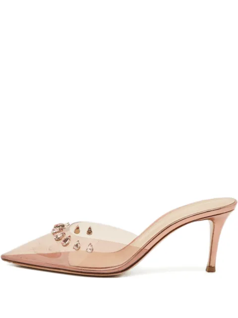 Gianvito Rossi Plexi crystal-embellished heeled mules Neutrals 1206394