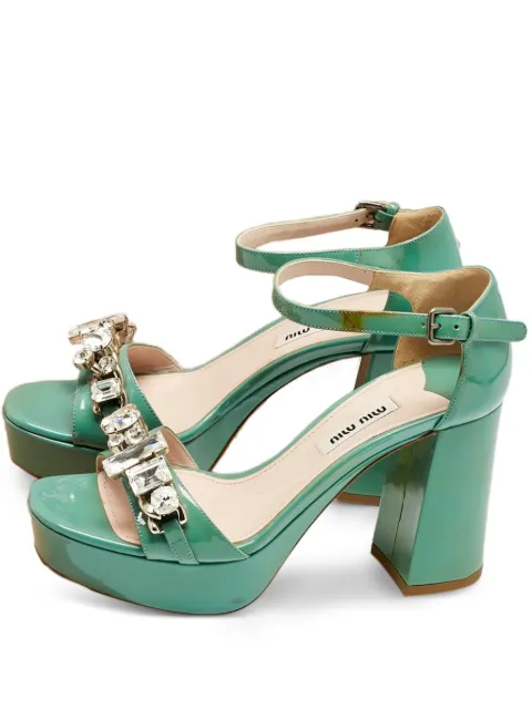 Miu Miu Pre-Owned crystal platform sandals Green 1211900