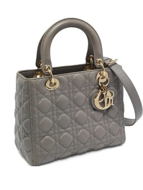 Christian Dior Pre-Owned Lady Dior charm-detail tote bag Grey 1212858