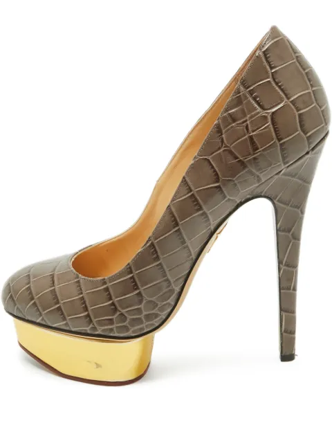 Charlotte Olympia Dolly croc-embossed platform pumps Brown 1179322