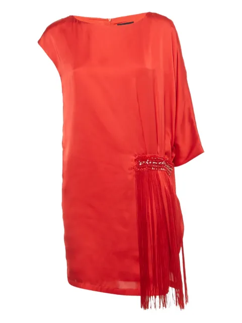 Cavalli Class fringe satin mini dress Red 1201667