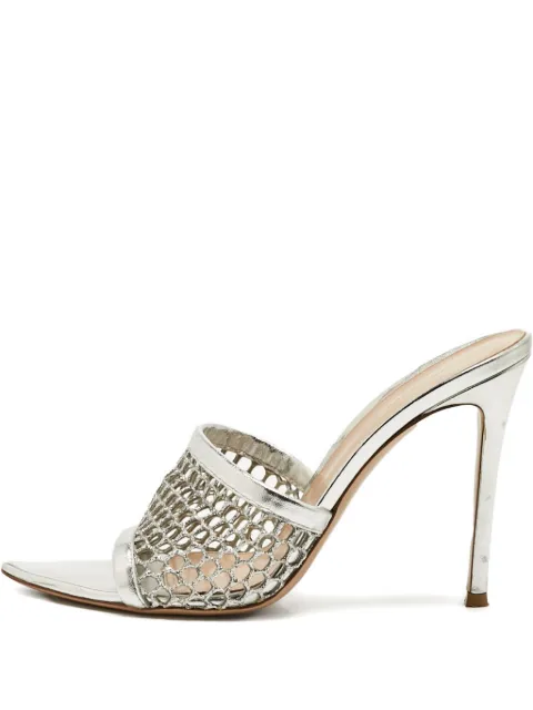 Gianvito Rossi Alisia mesh leather sandals 11 cm Silver 1223084