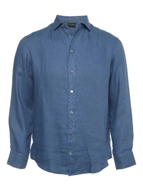 Emporio Armani Pre-Owned long-sleeve linen shirt Blue 1194216