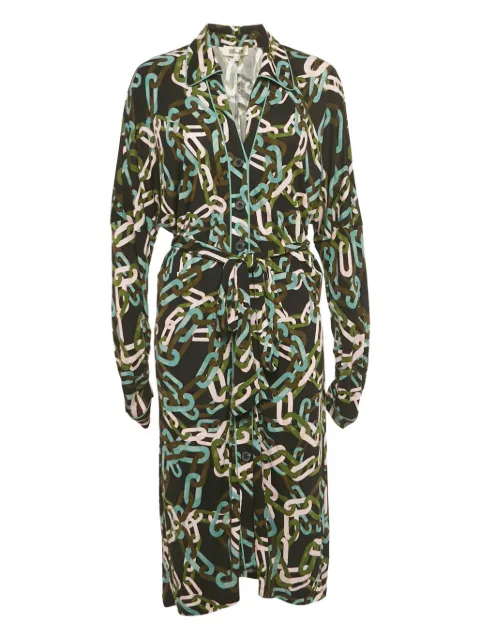 DVF Diane von Furstenberg chain print belted midi dress Black 1203924