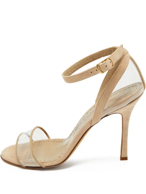 Manolo Blahnik Suede PVC sandals White 1219289