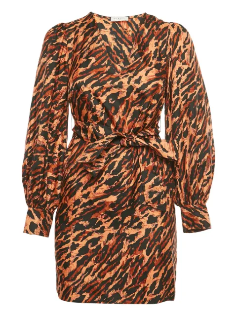 SANDRO silk animal-print mini dress Orange 1227571