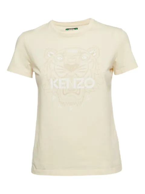 Kenzo Pre-Owned tiger-motif cotton T-shirt Neutrals 1189256