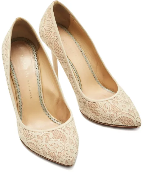 Charlotte Olympia Monroe lace pointed heeled pumps Neutrals 1204368