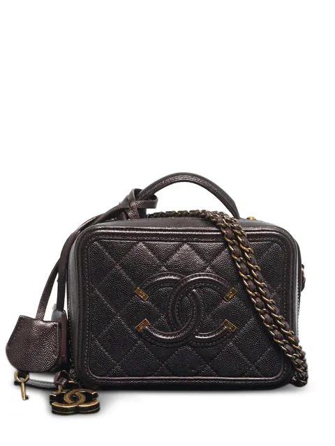 CHANEL Pre-Owned 2018-2019 small CC Filigree CC vanity case Red 1199676