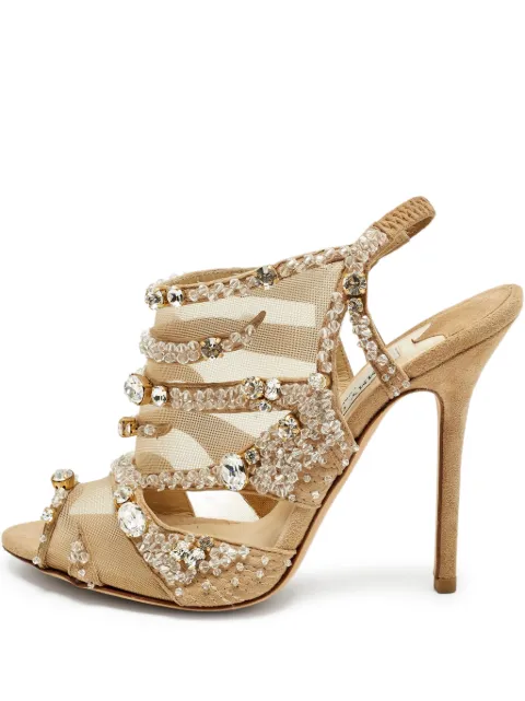 Jimmy Choo Pre-Owned crystal-embelished slingback sandals Neutrals 1213462