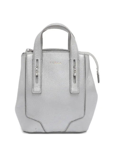 Furla mini Perla leather tote bag Silver 1190487