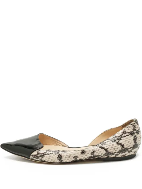Jimmy Choo Pre-Owned python-embossed pointed flat pumps Black 1194231