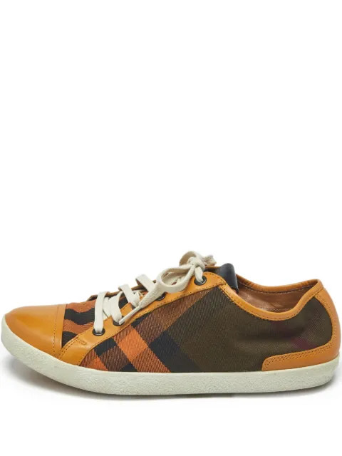 Burberry Pre-Owned Harrowby check canvas trainers Orange 1183114