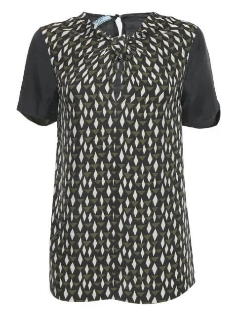 Prada Pre-Owned geometric-print silk top Black 1191258