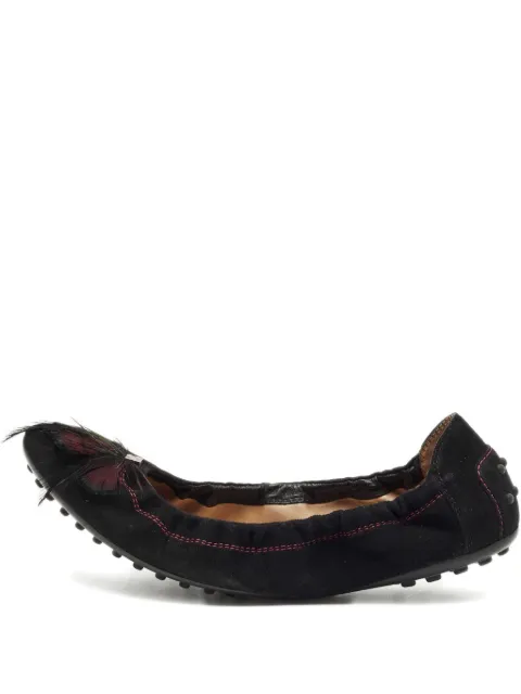 Tod's Vintage feather-detail ballet flats Black 1222331