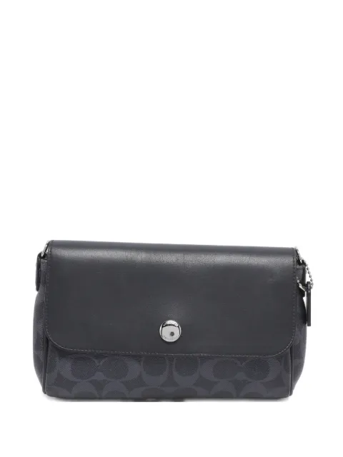 Coach coated-canvas flap clutch bag Blue 1190153