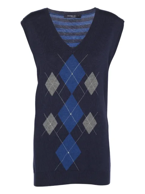 Marina Rinaldi Argyle striped knit top Blue 1186242